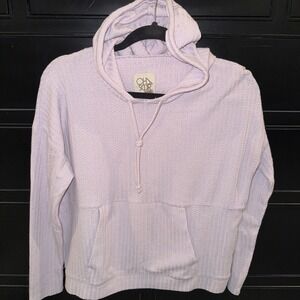 Chaser Anthropologie Hoodie Small Pink Waffle Knit Pullover‎ CW7870 Spring EUC